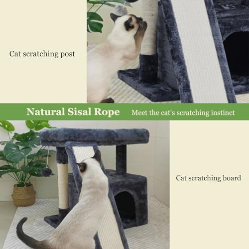Light Grey Cat Tree with Scratching Post and Perch L1635