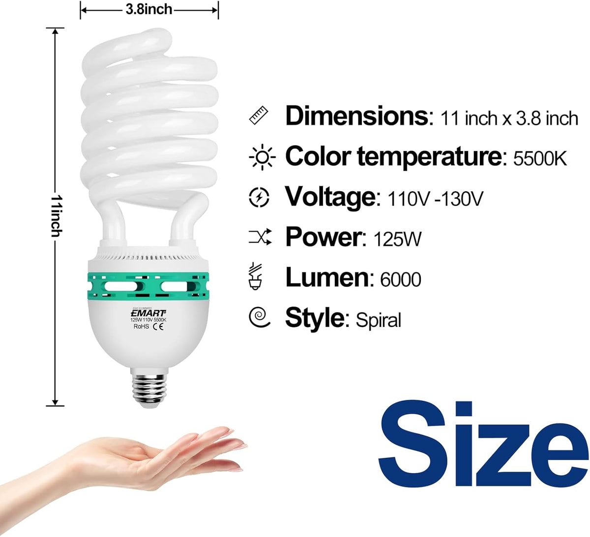 105 Watt Full Spectrum Photography Light Bulb 5500K CFL Daylight Balanced 4 Pack Y86028
