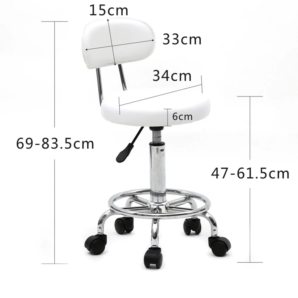 White Adjustable PU Leather Rolling Stool I106321