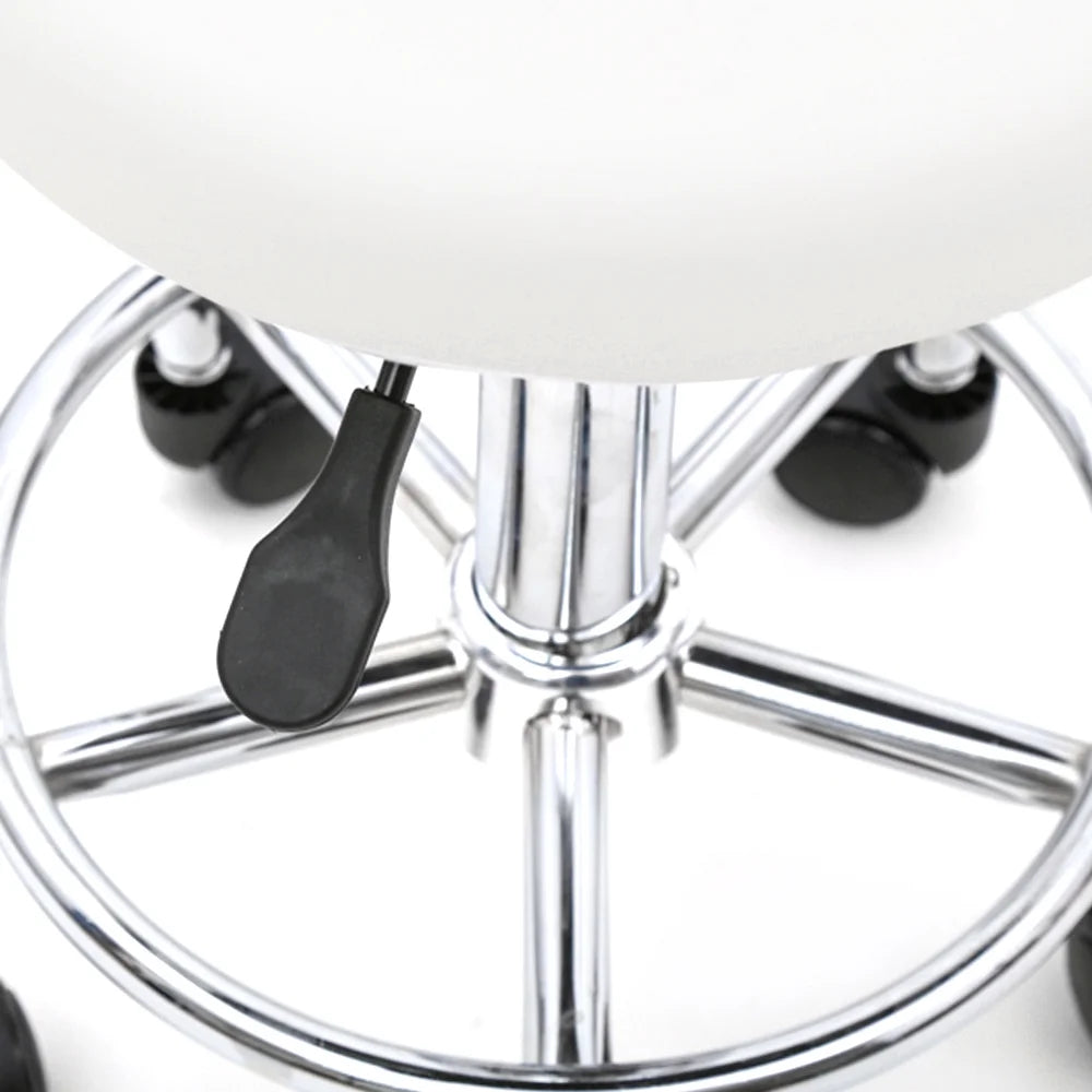 White Adjustable PU Leather Rolling Stool I106321