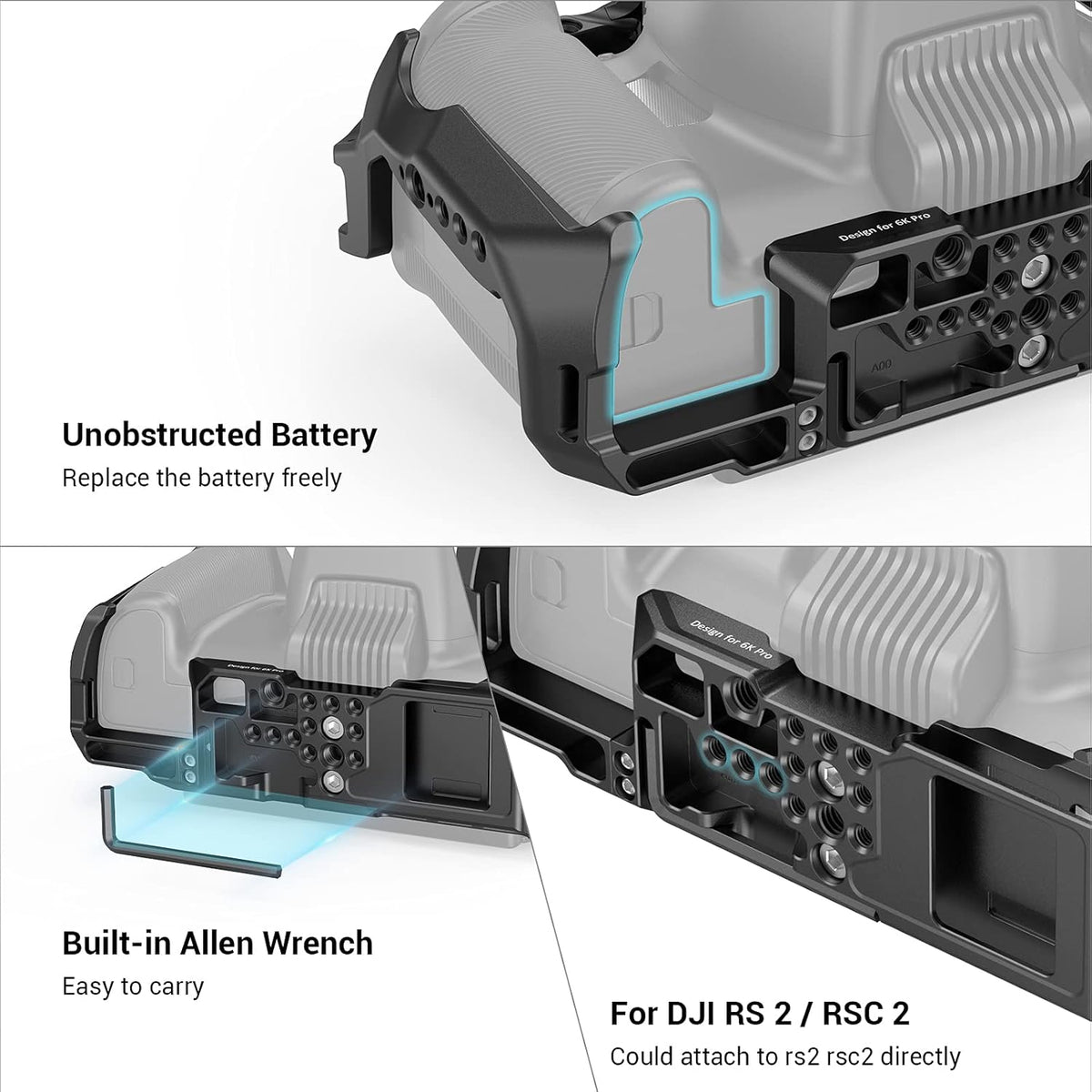 Full Cage for Blackmagic Pocket Cinema Camera 6K Pro with NATO Rail & Cold Shoe Mount J89104