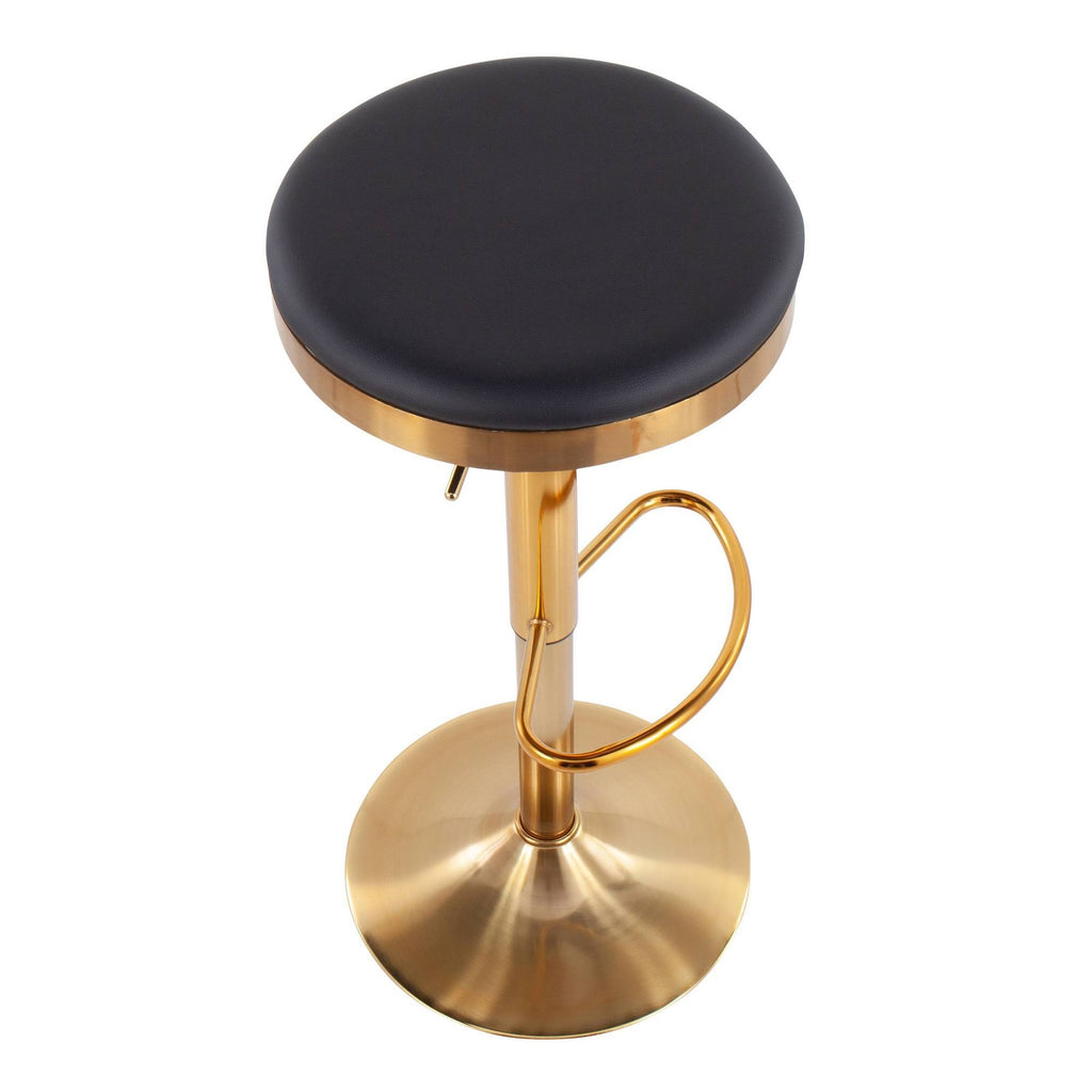 Faux Leather Barstools in Gold/Black (Set of 2) E80337