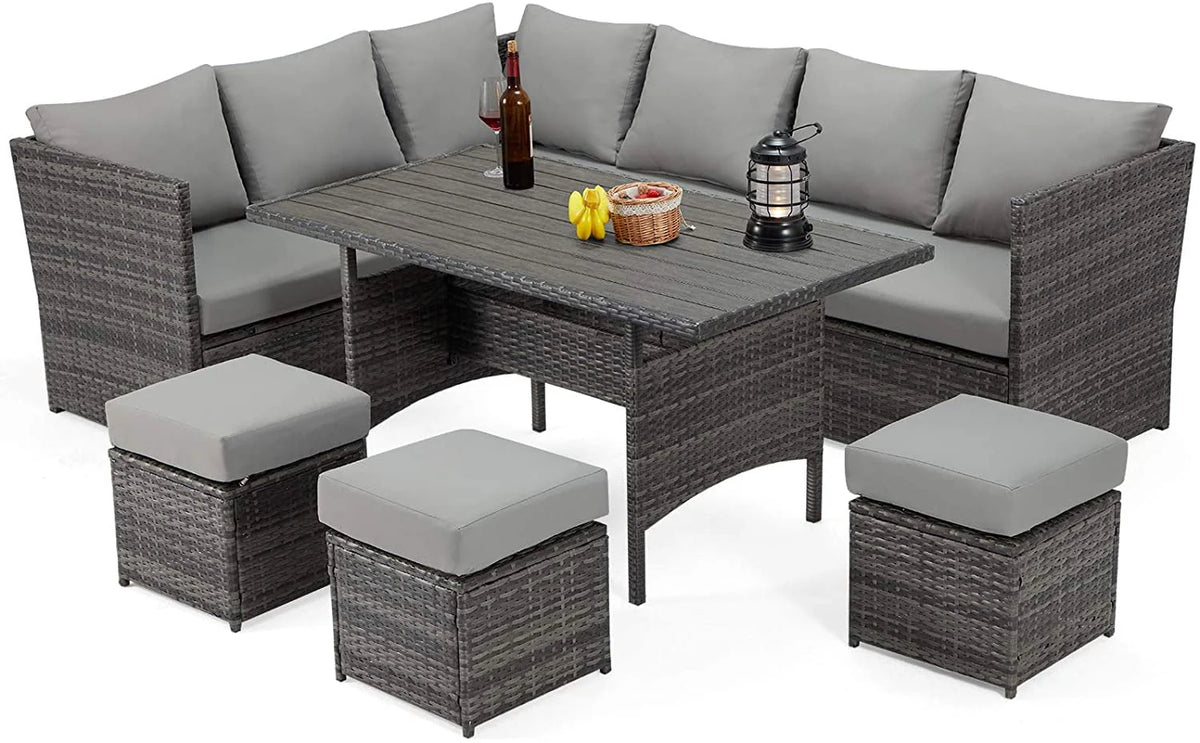 7-Piece PE Rattan Wicker Patio Conversation Set Y68530