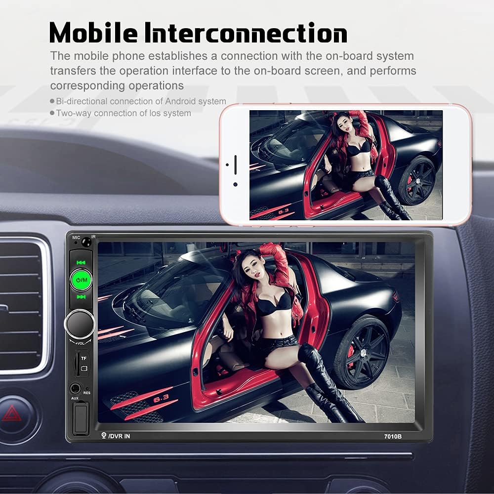 7 Inch Double Din Touchscreen Car Stereo with Bluetooth and Backup Camera B97232
