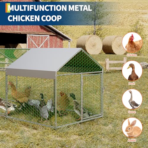 Large Metal Chicken Coop with Waterproof Anti-UV Cover X656