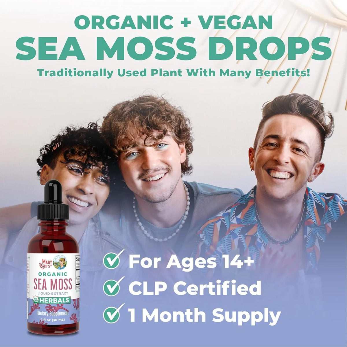 USDA Organic Sea Moss Liquid Drops Herbal Supplement 1 fl oz C210