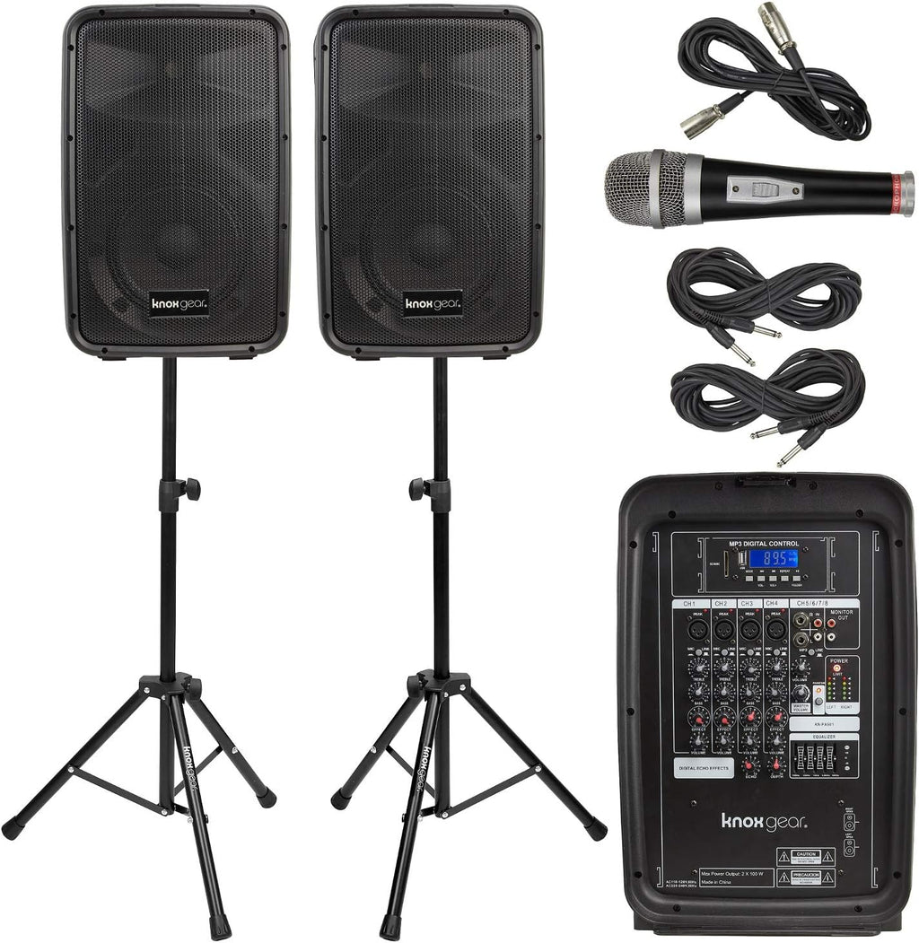 8 Channel Bluetooth PA System with Wired Microphone and Tripods F29029