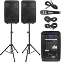 8 Channel Bluetooth PA System with Wired Microphone and Tripods F29029