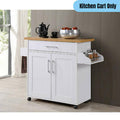 White/Brown Kitchen Cart Cabinet with Drawer and Spice Rack U971060