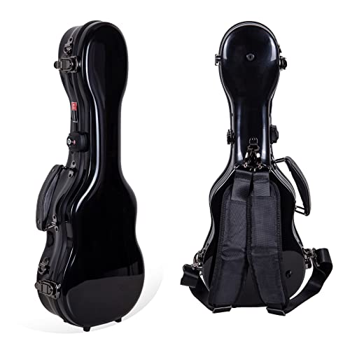 White Fiberglass Baritone Ukulele Case with Removable Shoulder Straps and TSA Lock K75738