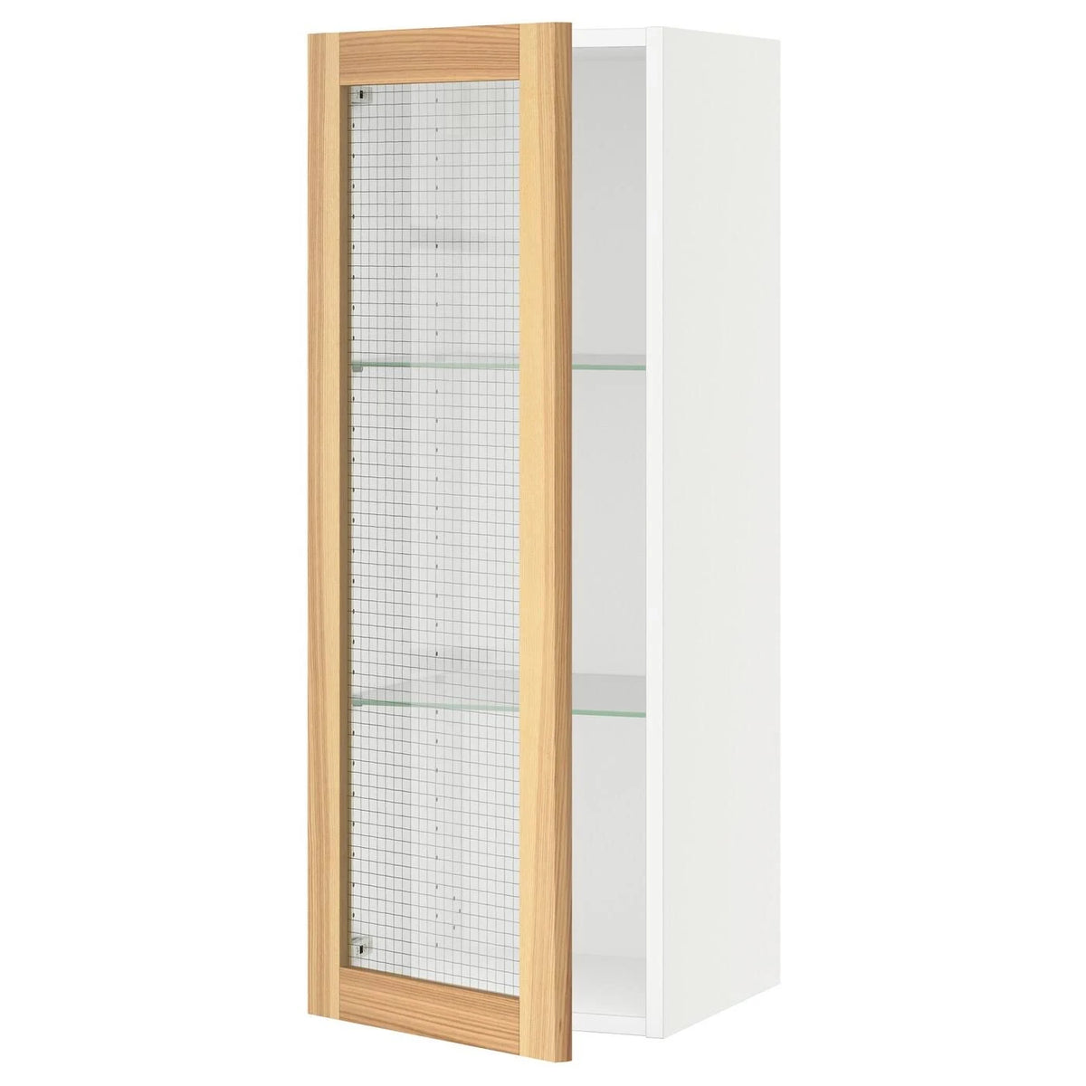 Wall Cabinet with Glass Door, White 15x15x40 H910