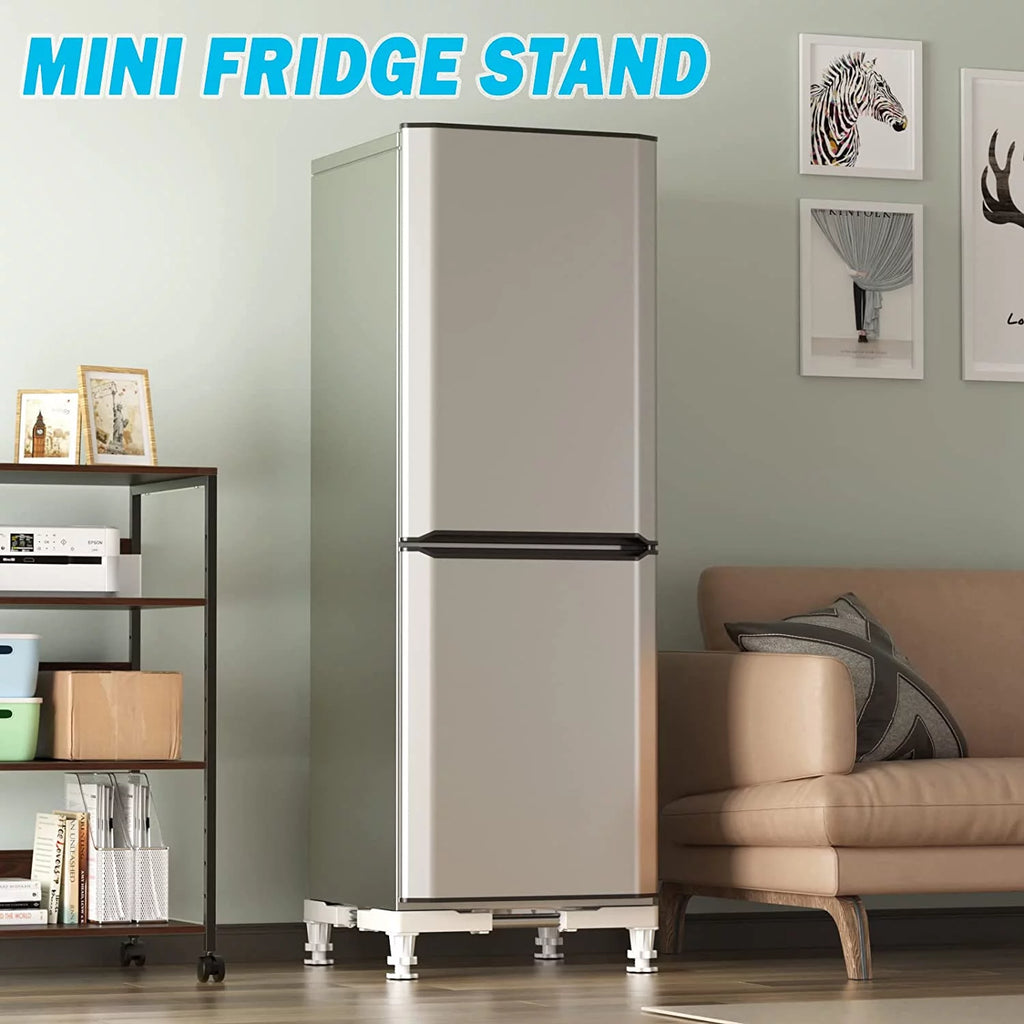 Adjustable Mini Fridge Stand with 4 Heavy Duty Feet White F563