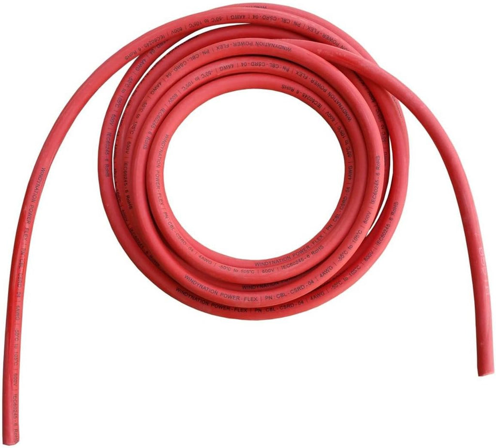 4 Gauge 4 AWG 15 Feet Red + 15 Feet Black (30 Feet Total) Pure Copper Flexible Cable Wire R377