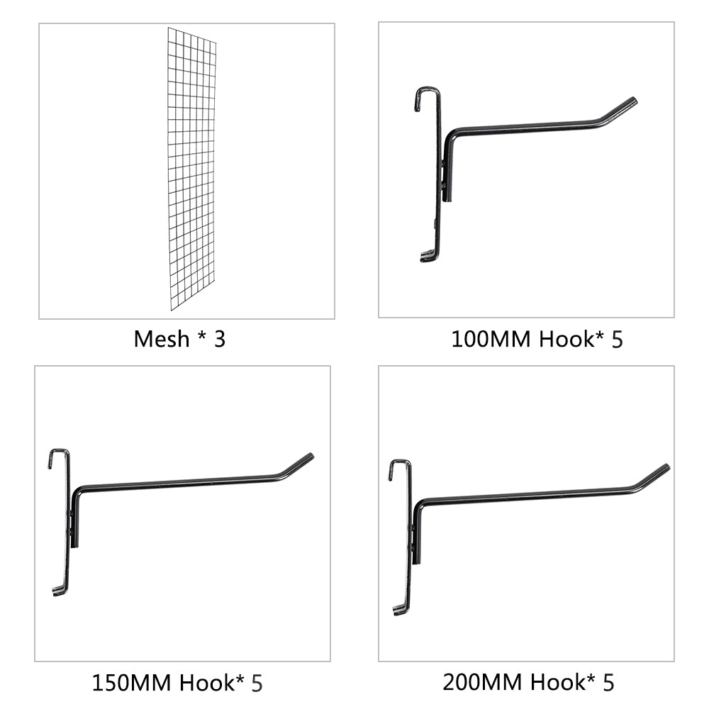 6' x 2' Wire Grid Panel Display Rack with Hooks, 3-Pack X690
