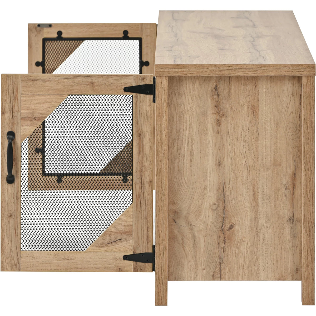 Natural Wood TV Stand with 2 Door Cabinet B618903