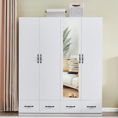 Gray Wooden Armoire Wardrobe with 3 Drawers W3983