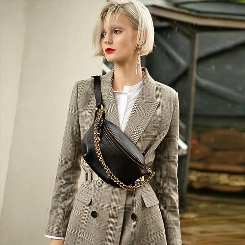 Genuine Leather Waist Packs with Chain Straps Z495