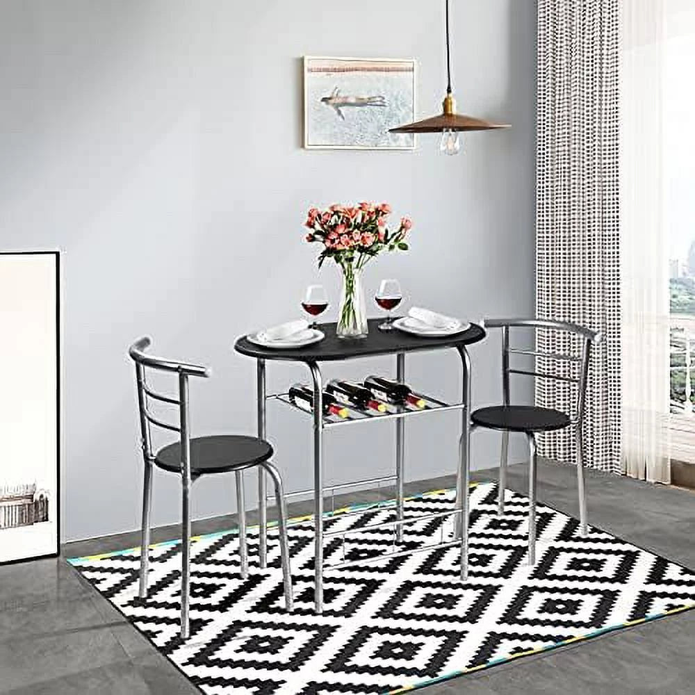 3 Piece Round Dining Table Set with 2 Stools H704