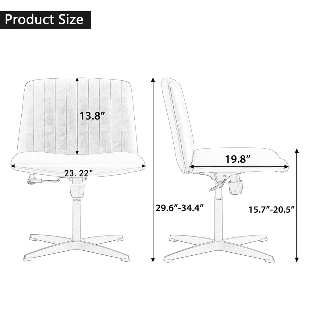 White Faux Fur Velvet Adjustable Swivel Chair Y686582