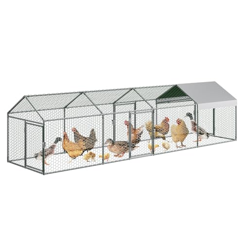 Large Metal Chicken Coop with Waterproof Anti-UV Cover X656
