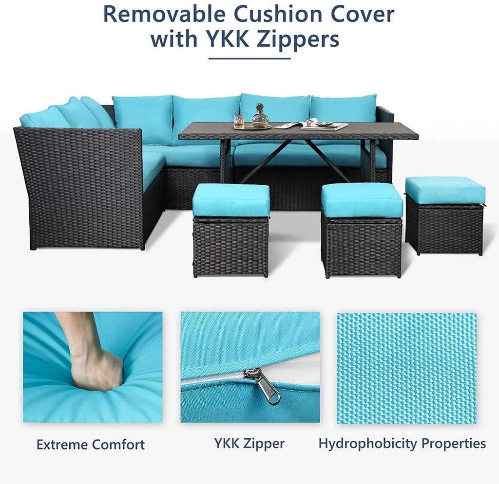 7-Piece PE Rattan Wicker Patio Conversation Set Y68530