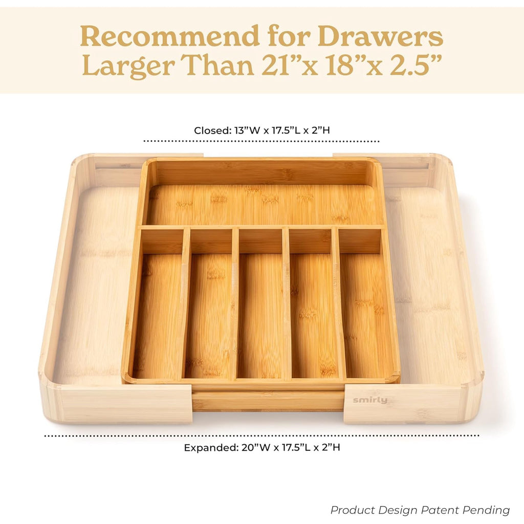 Bamboo Adjustable 8-Compartment Drawer Organizer I7323