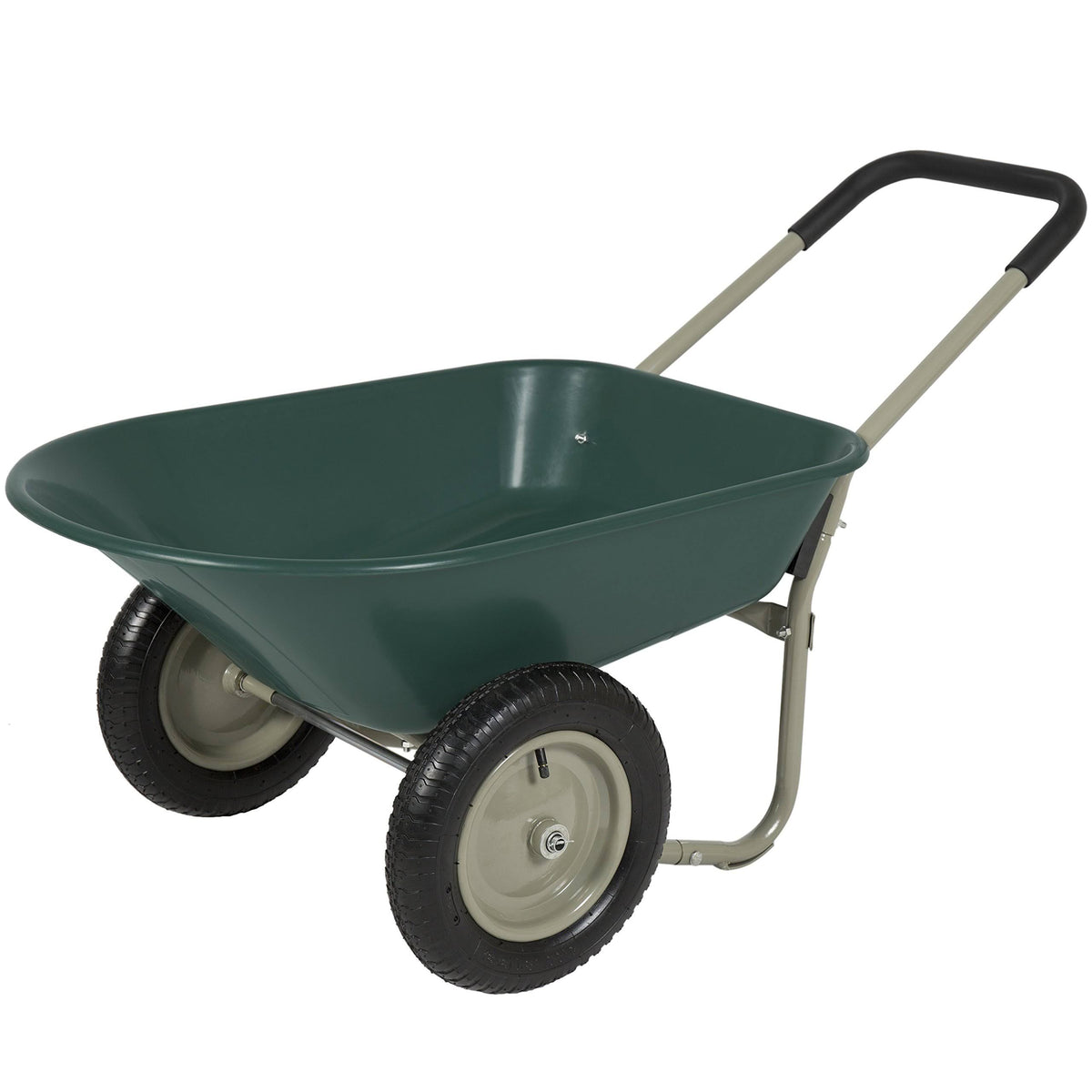 Green Dual Wheel Home Wheelbarrow Yard Garden Cart F407944