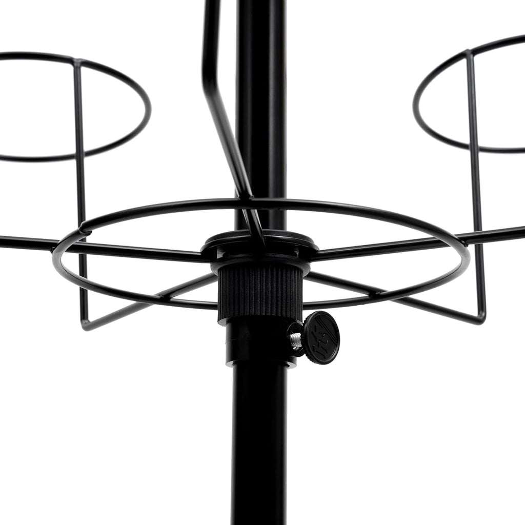 7 Tier Rotating Hat Display Stand with 4 Wheels, Adjustable Metal Hat Stand, 35 Metal Hooks, Black S23537
