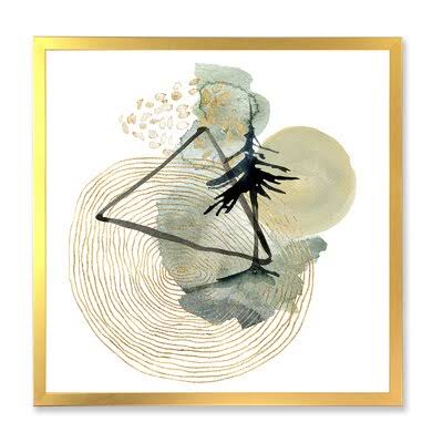 Abstract Landscape Painting on Canvas Gold Picture Frame 30x22 O547940