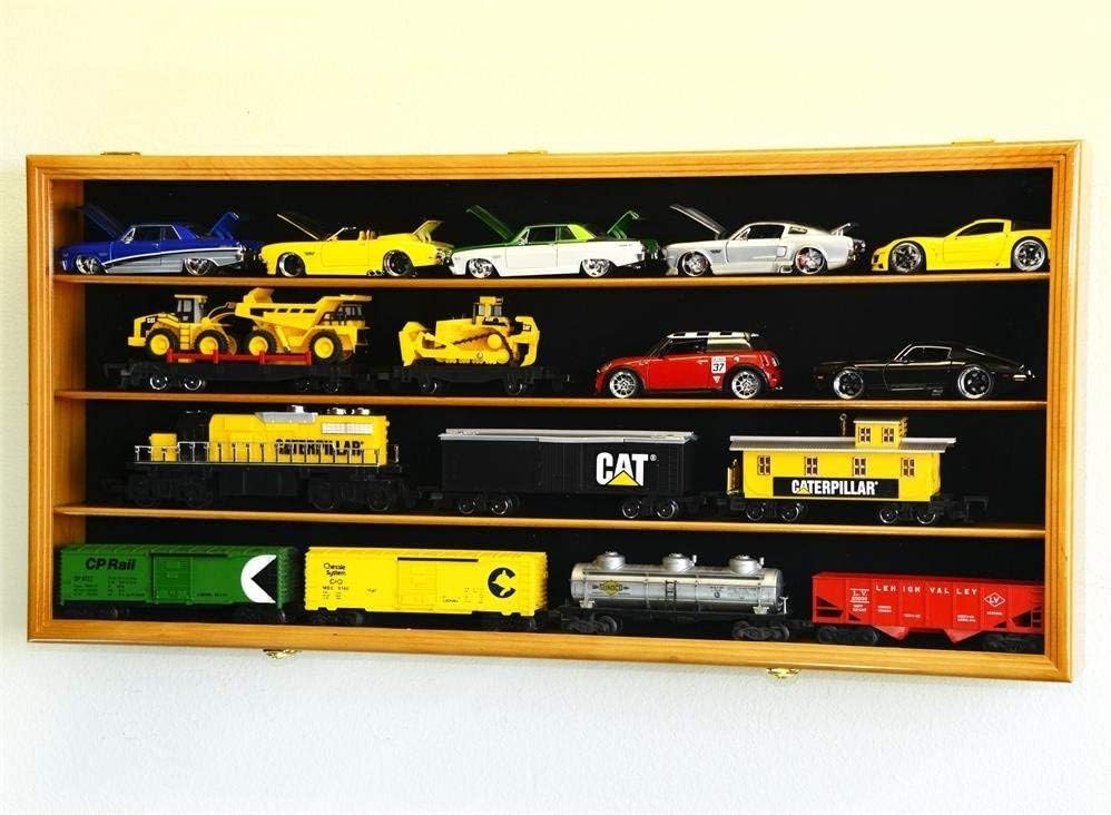 Black O Scale Train Display Case Cabinet Wall Rack with UV Protection Lockable J299