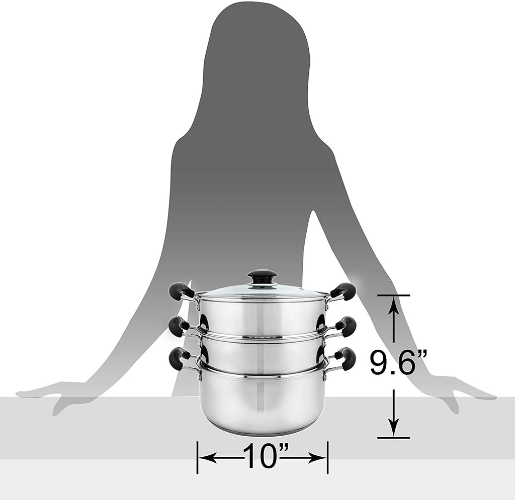 10" Stainless Steel 3 Tier Steamer Pot O405