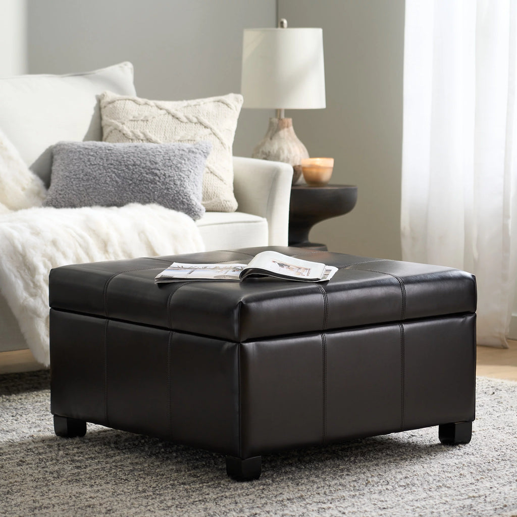 Espresso Bonded Leather Storage Ottoman J651