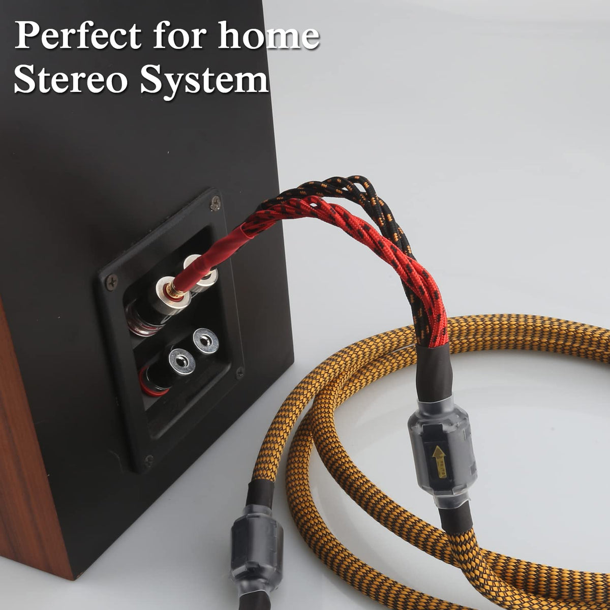 OFC Audiophile Speaker Cable with 8 Banana Plugs, 9.89ft 3m Nylon Braid S3931