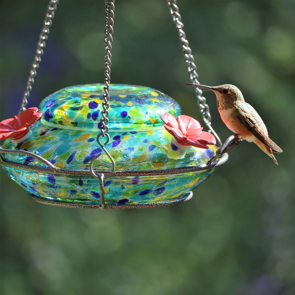 Artisan Glass Solar-Powered Hummingbird Feeder 16 oz F5686