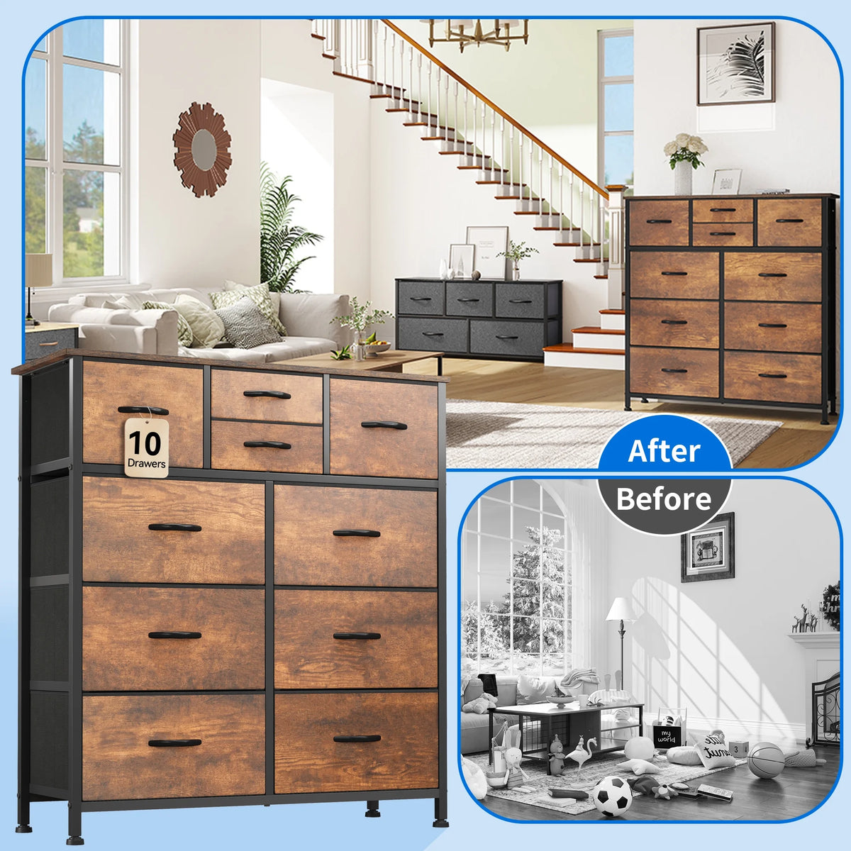 10 Drawer Fabric Dresser Y6969