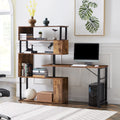 L-Shaped Corner Computer Desk with 5-Tier Bookshelf S677