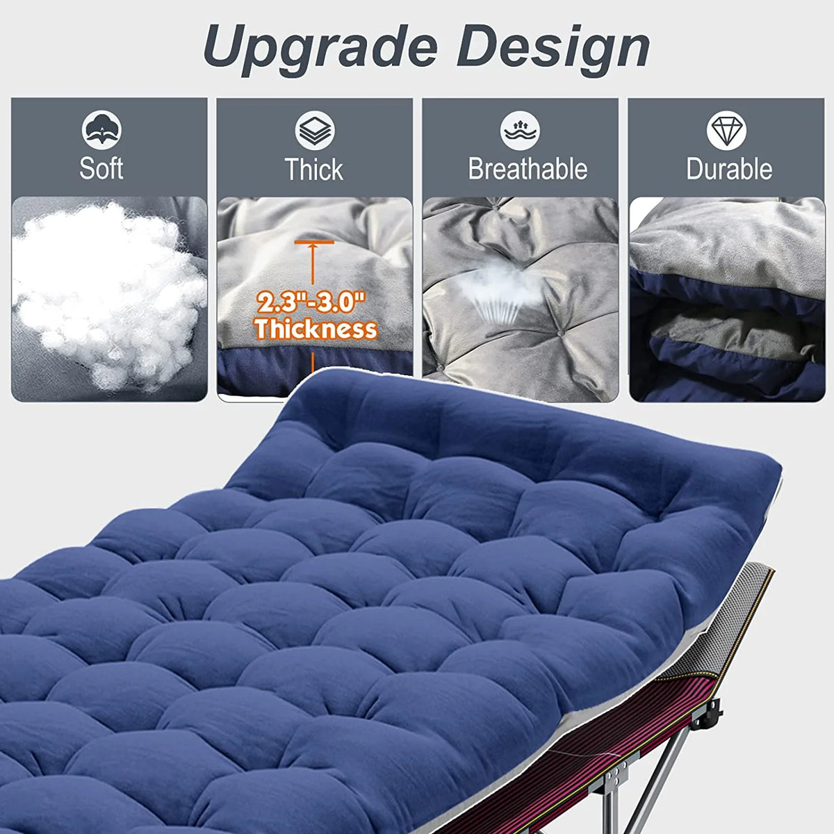 Folding Camping Cot with Cushion & Carry Bag O683794