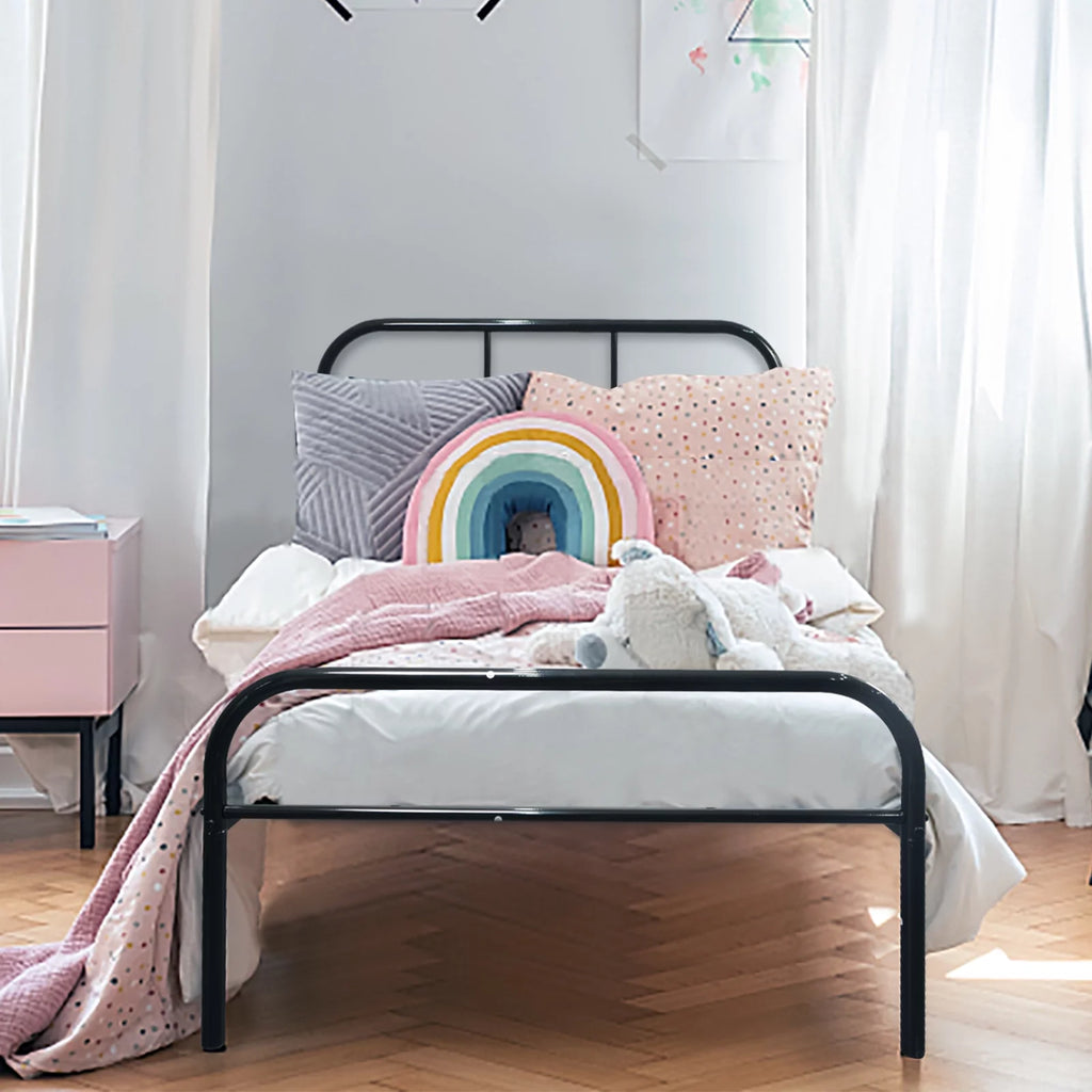 Twin XL Black Metal Bed Frame with Headboard and Footboard G134079