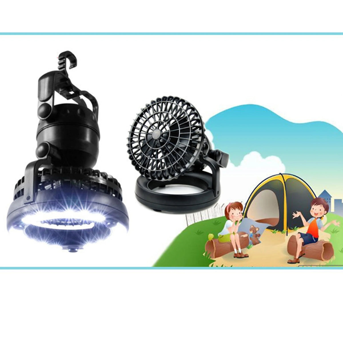 18 LED 2 in 1 Camping Light with Fan Portable Lantern Flashlight M871