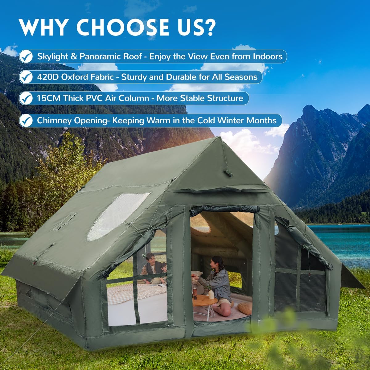 Inflatable Camping Tent with Pump, 4 Season, Waterproof K4390