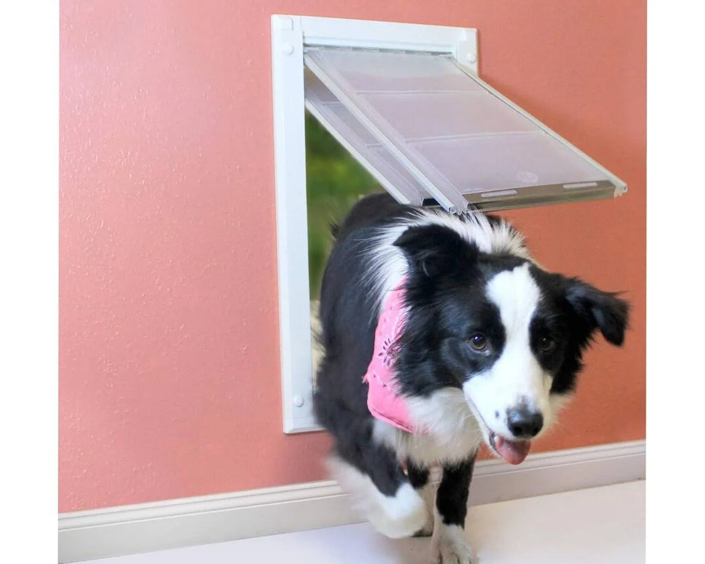 White Wall Mount Pet Door Medium Single Flap R415