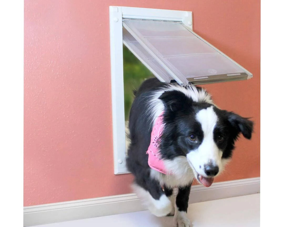 White Wall Mount Pet Door Medium Single Flap R415