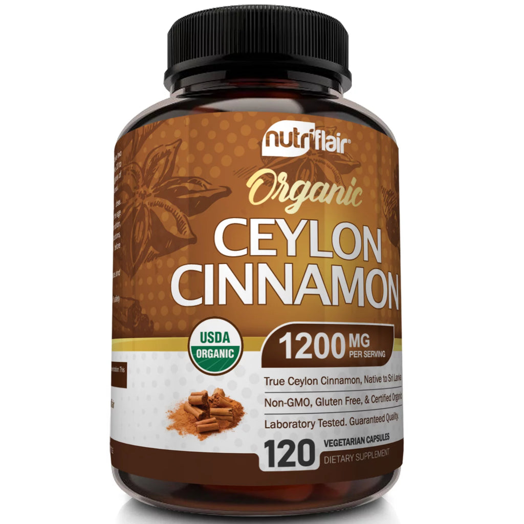 Organic Ceylon Cinnamon 1200mg per Serving, 120 Capsules K733