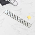 36 inch Linear Shower Drain with Brushed 304 Stainless Steel Bar Pattern Grate V5611