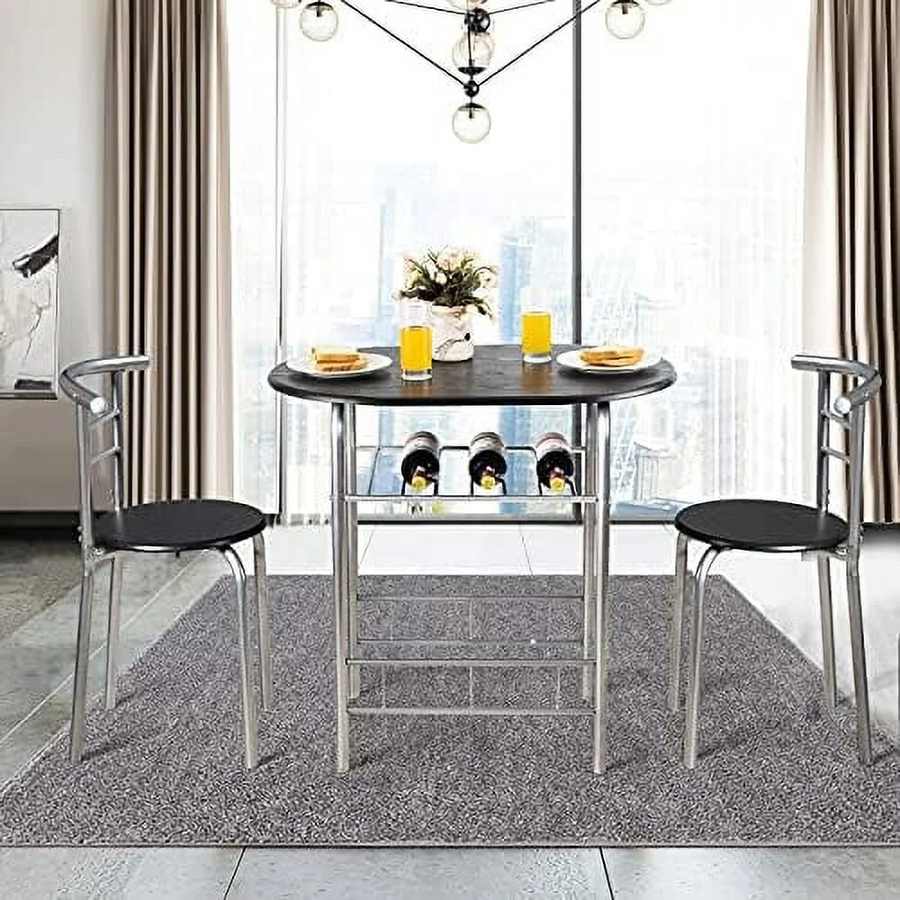 3 Piece Round Dining Table Set with 2 Stools H704