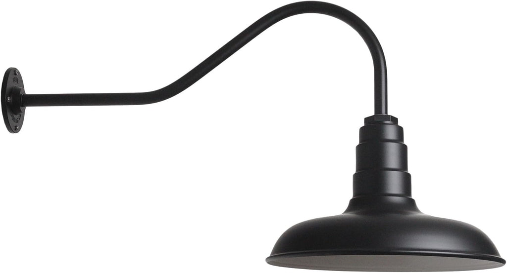Green Steel Dome Gooseneck Barn Light H350