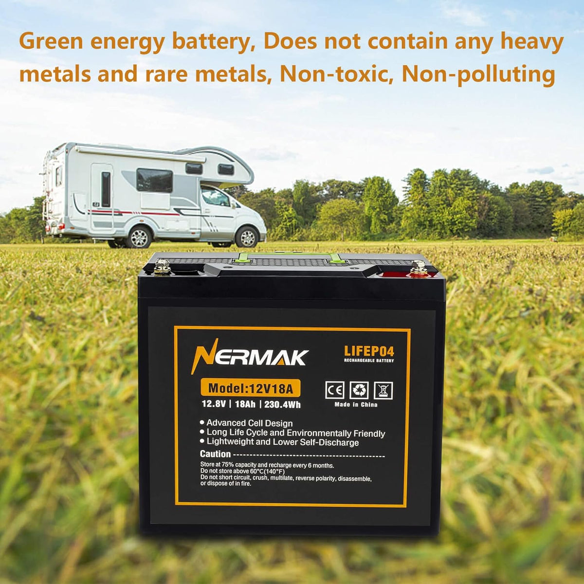 12V 18Ah LiFePO4 Deep Cycle Battery, 2000+ Cycles, 20A BMS, Pack of 2 I728373