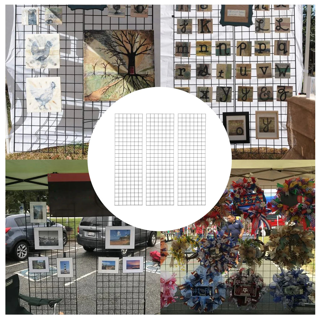 6' x 2' Wire Grid Panel Display Rack with Hooks, 3-Pack X690