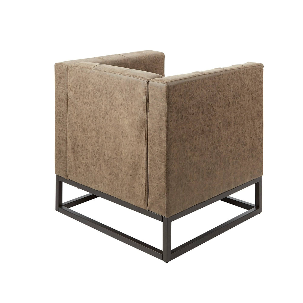 Brown Upholstered Accent Chair with Metal Base P957