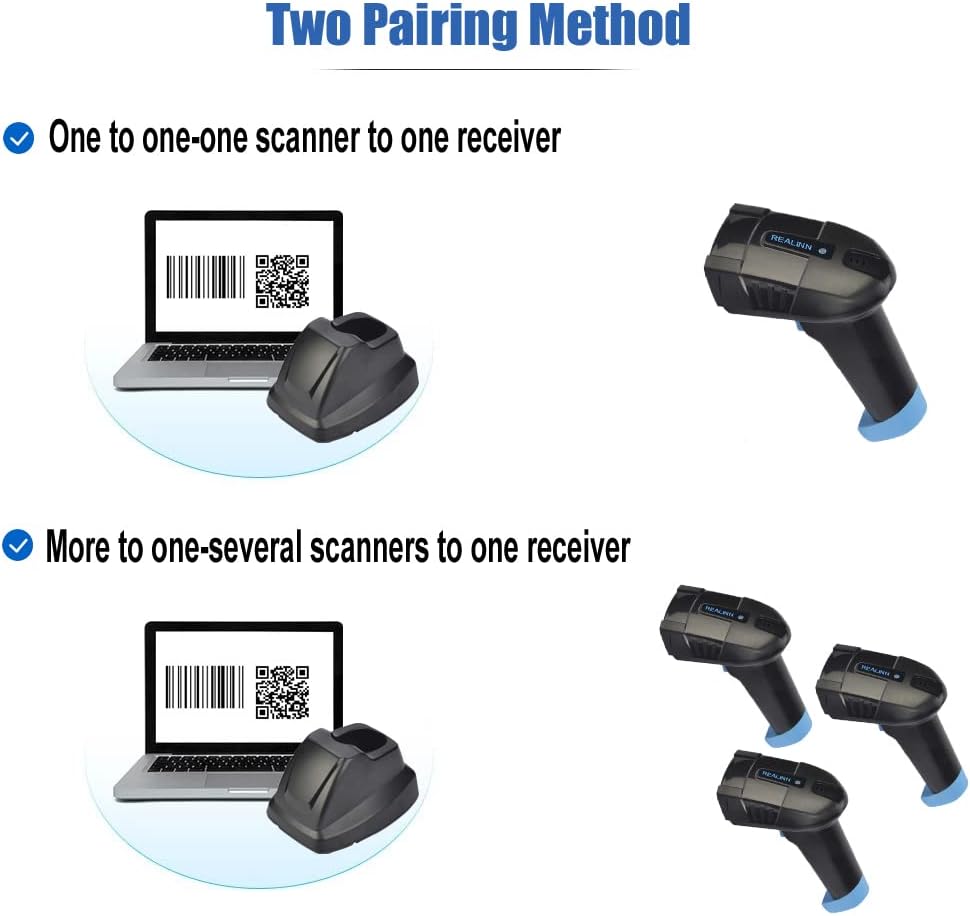 Cordless Barcode Scanner 2D QR Code Bar Code Reader with USB Cradle CMOS Imager W602